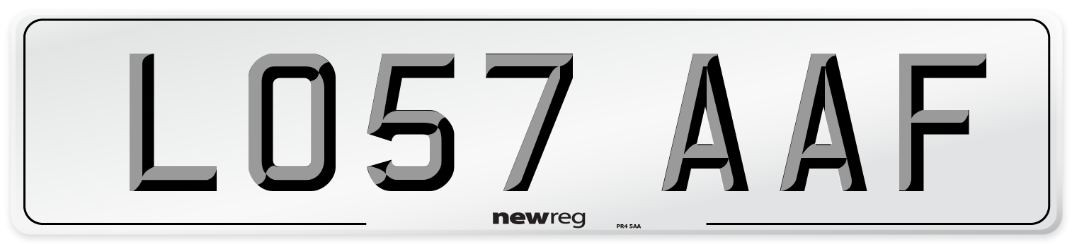 LO57 AAF Number Plate from New Reg
